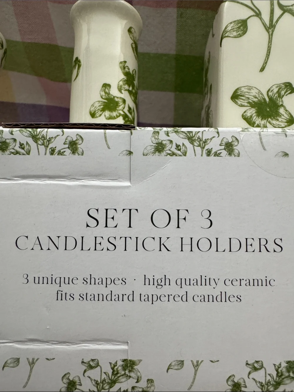 Set of 3 candlestick holders with 6 candles